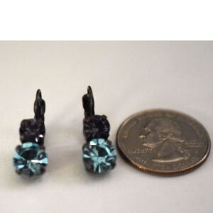 Gothic Punk Purple/Blue Crystal Gunmetal 1" Drop Y2K Stylish Earrings